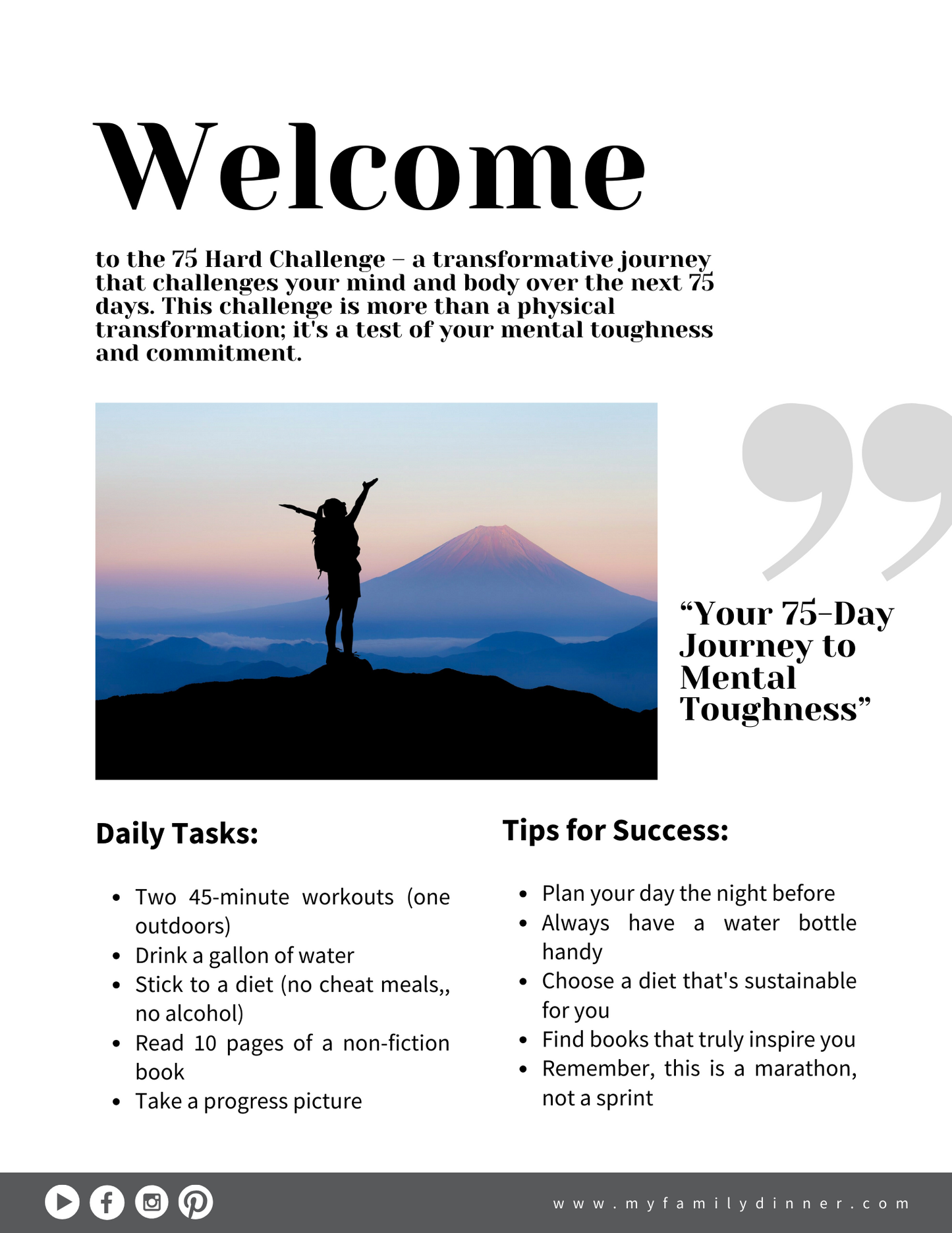 75 Hard Challenge Tracker (Digital Download)