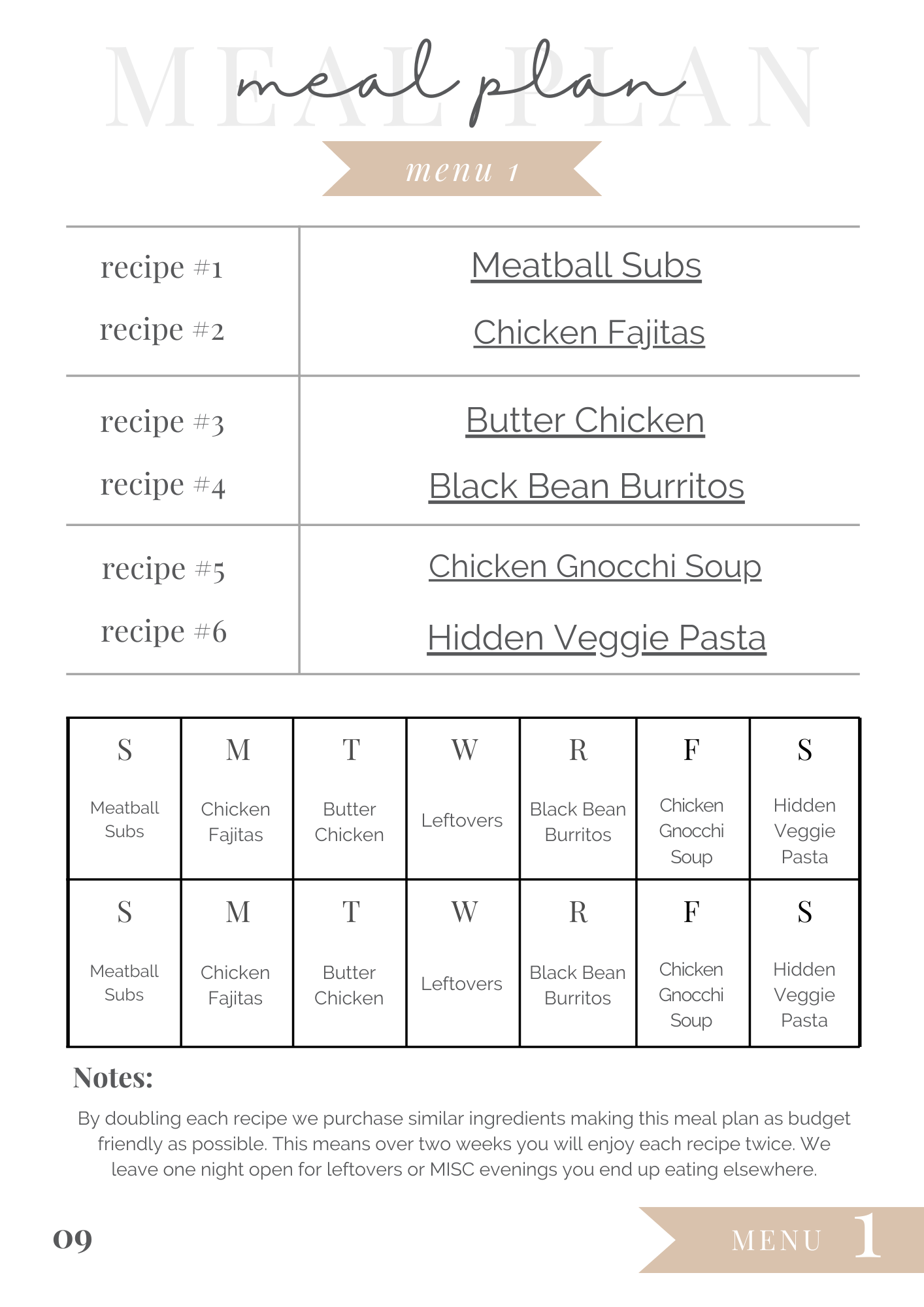 March Meal Plan - Save Time Save Money Save Energy