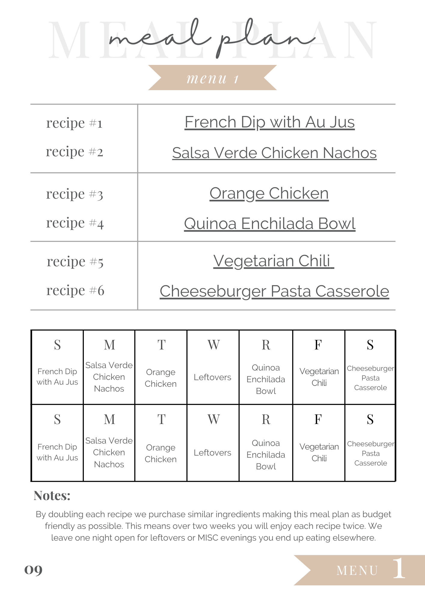 November 2024 Meal Plan - Save Time Save Money Save Energy