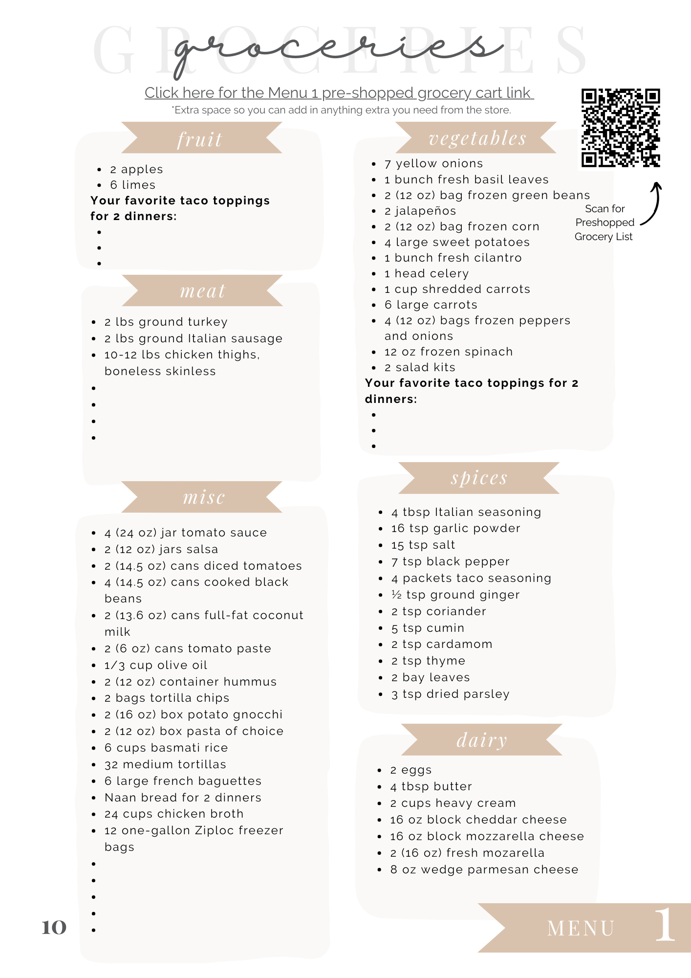 March Meal Plan - Save Time Save Money Save Energy