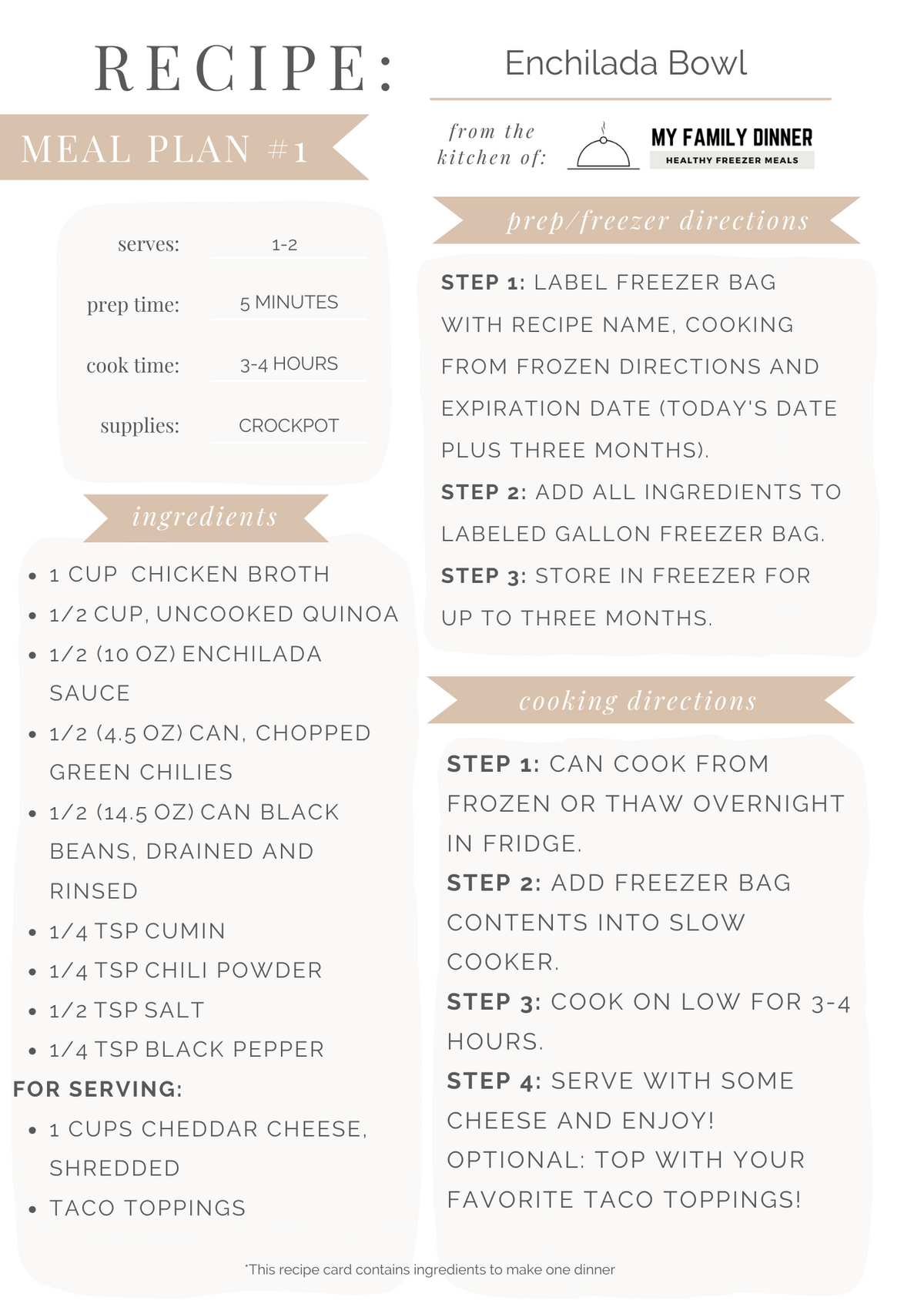 For 1-2 People: A Year of Meal Plans on a Budget (Digital Download)
