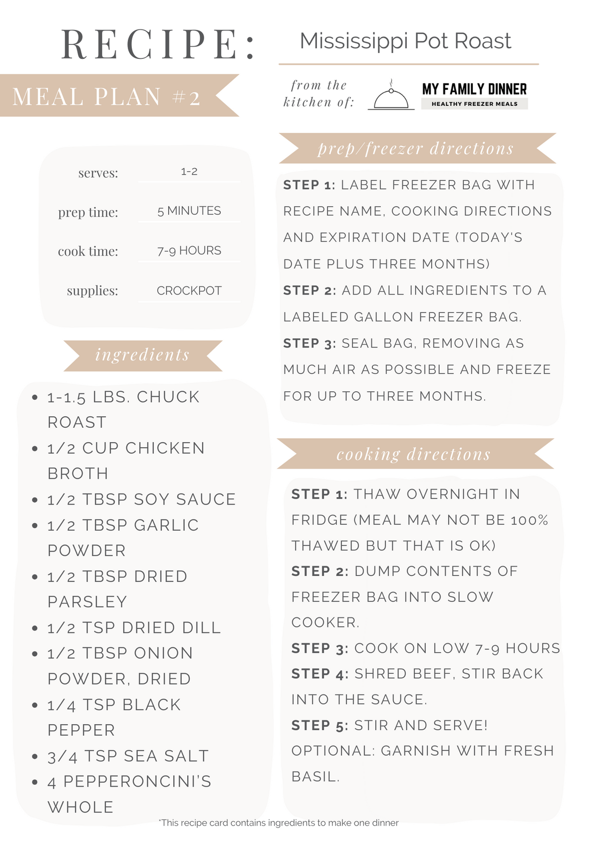 For 1-2 People: A Year of Meal Plans on a Budget (Digital Download)