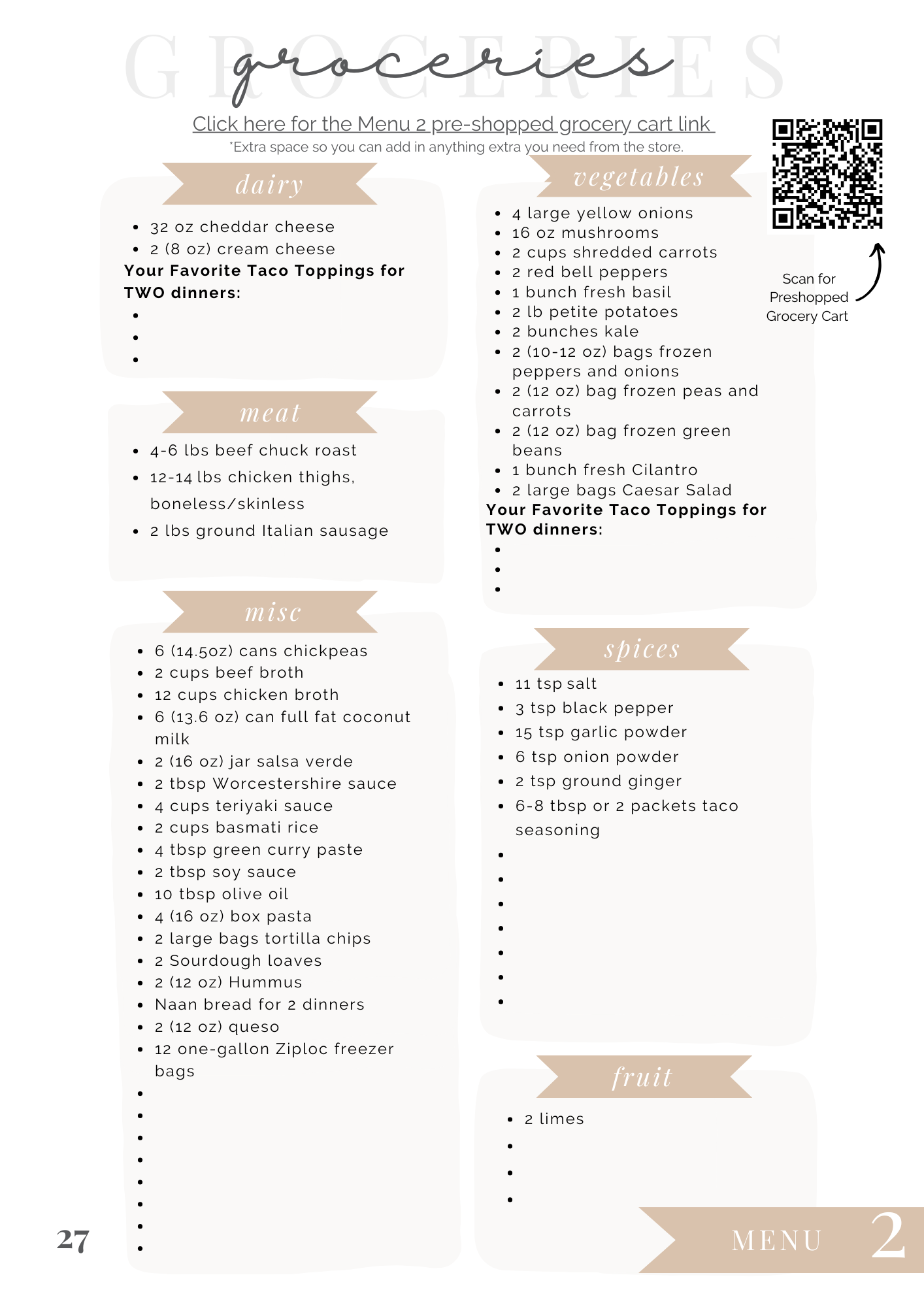 February Meal Plan - Save Time Save Money Save Energy