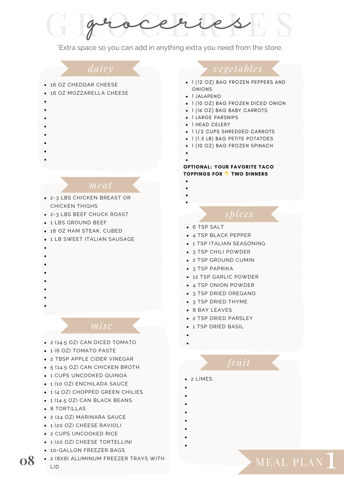 For 1-2 People: A Year of Meal Plans on a Budget (Digital Download)