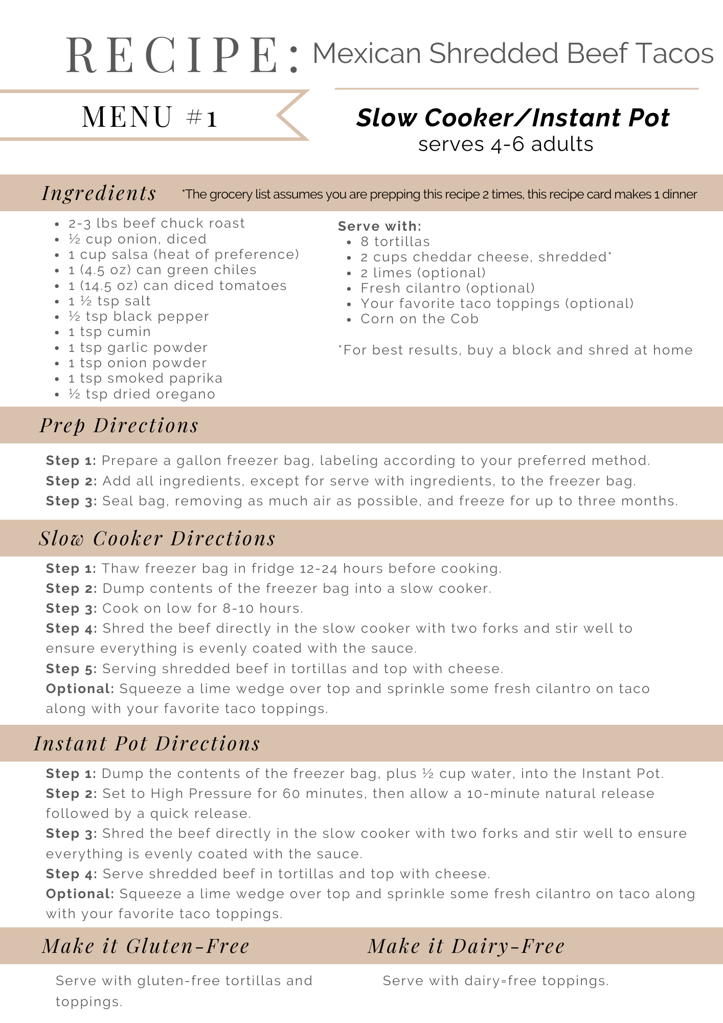 February Meal Plan - Save Time Save Money Save Energy